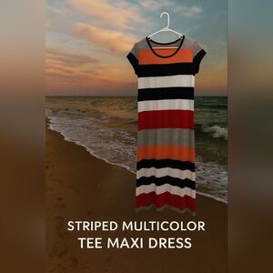 Coco Main Striped Multicolor Tee Maxi Dress